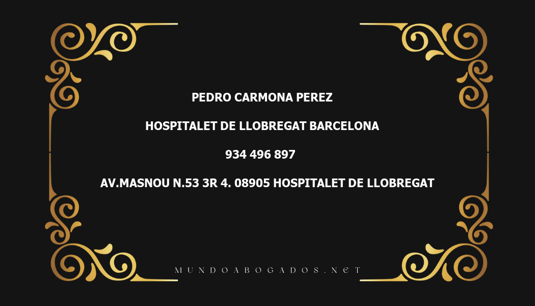 abogado Pedro Carmona Perez en la localidad de Hospitalet de Llobregat