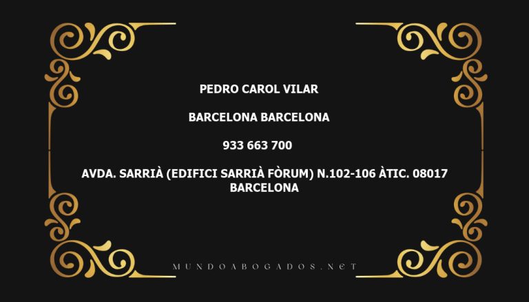 abogado Pedro Carol Vilar en la localidad de Barcelona