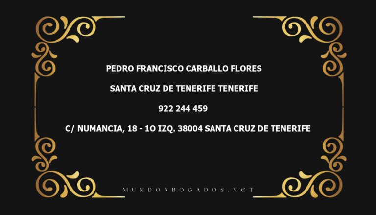 abogado Pedro Francisco Carballo Flores en la localidad de Santa Cruz de Tenerife