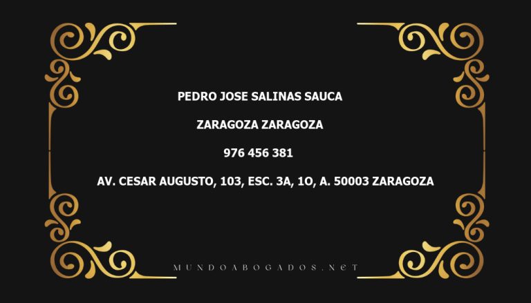 abogado Pedro Jose Salinas Sauca en la localidad de Zaragoza