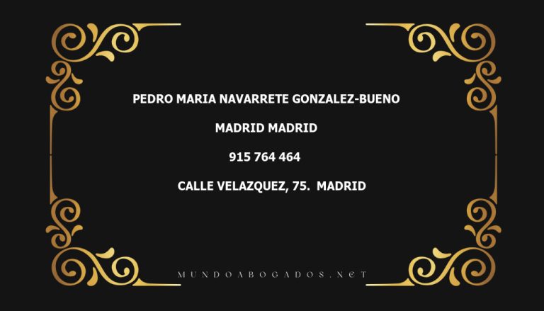 abogado Pedro Maria Navarrete Gonzalez-Bueno en la localidad de Madrid