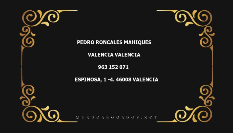 abogado Pedro Roncales Mahiques en la localidad de Valencia