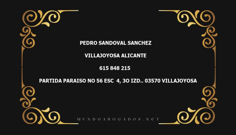 abogado Pedro Sandoval Sanchez en la localidad de Villajoyosa