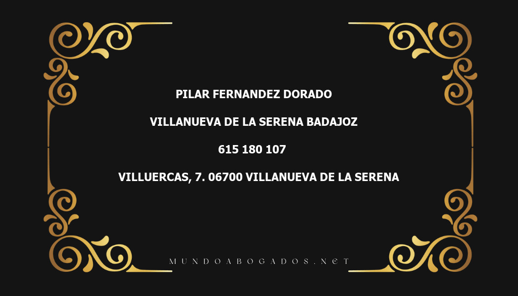 abogado Pilar Fernandez Dorado en la localidad de Villanueva de la Serena