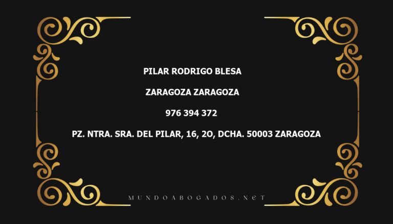 abogado Pilar Rodrigo Blesa en la localidad de Zaragoza