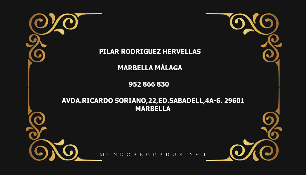 abogado Pilar Rodriguez Hervellas en la localidad de Marbella