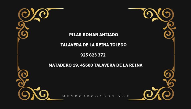 abogado Pilar Roman Ahijado en la localidad de Talavera de la Reina