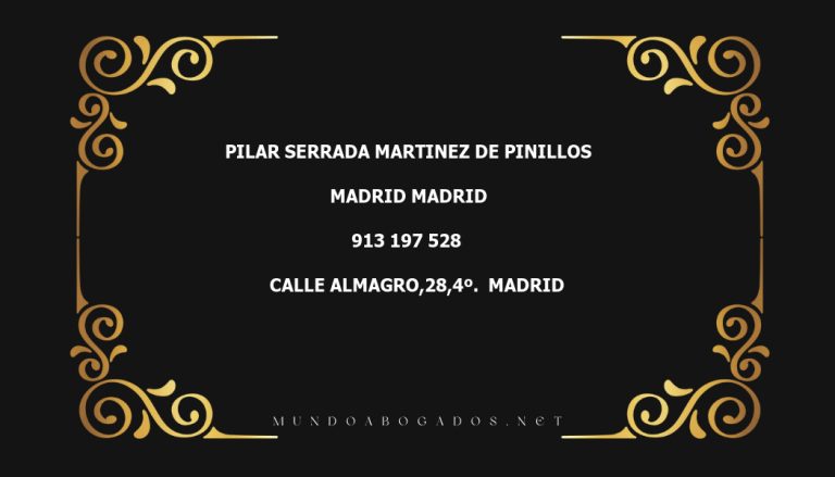 abogado Pilar Serrada Martinez De Pinillos en la localidad de Madrid