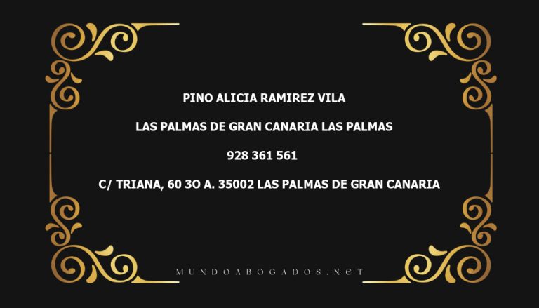 abogado Pino Alicia Ramirez Vila en la localidad de Las Palmas de Gran Canaria