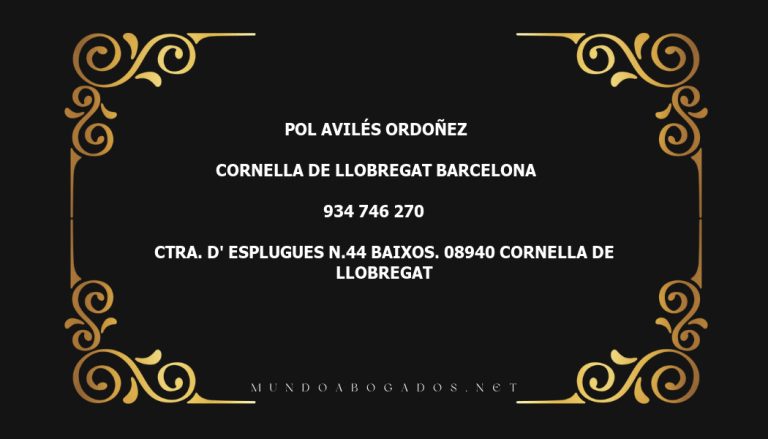 abogado Pol Avilés Ordoñez en la localidad de Cornella de Llobregat