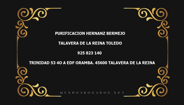 abogado Purificacion Hernanz Bermejo en la localidad de Talavera de la Reina