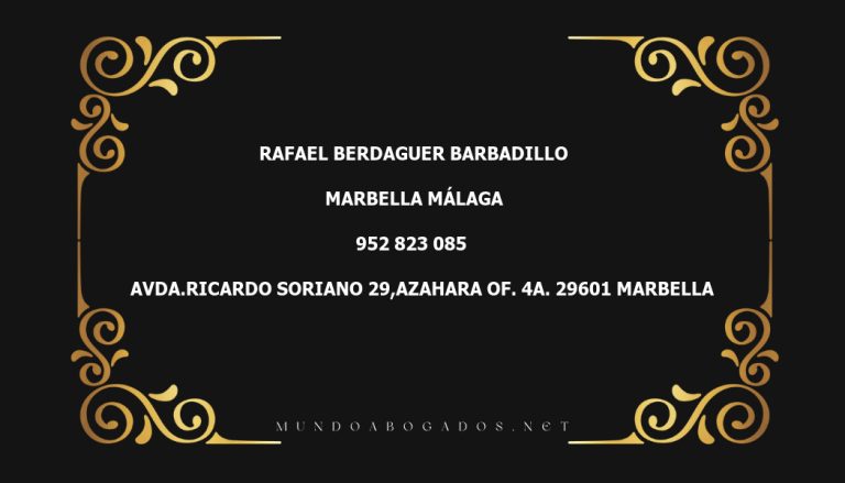 abogado Rafael Berdaguer Barbadillo en la localidad de Marbella