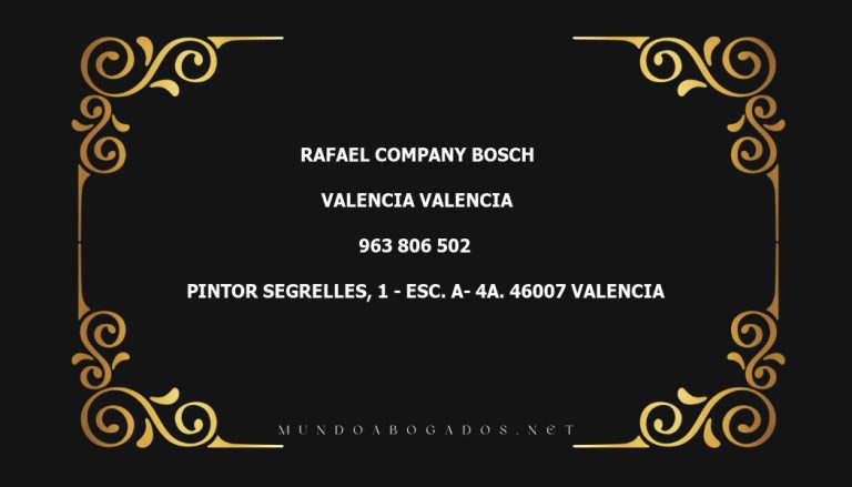 abogado Rafael Company Bosch en la localidad de Valencia