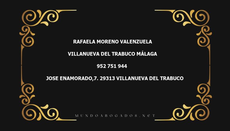 abogado Rafaela Moreno Valenzuela en la localidad de Villanueva del Trabuco