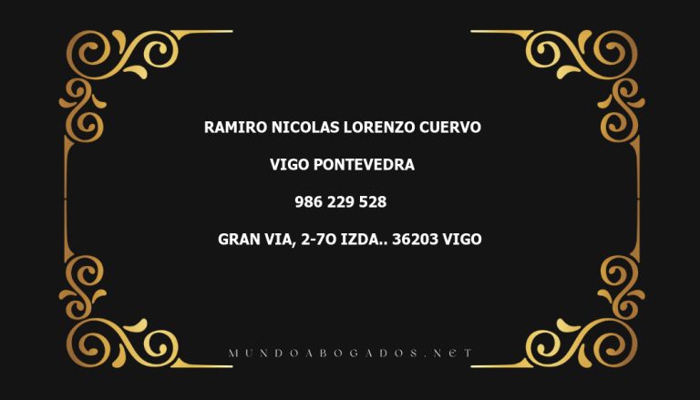 abogado Ramiro Nicolas Lorenzo Cuervo en la localidad de Vigo