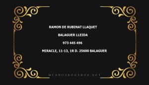 abogado Ramon De Rubinat Llaquet en la localidad de Balaguer