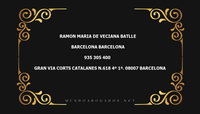 abogado Ramon Maria De Veciana Batlle en la localidad de Barcelona