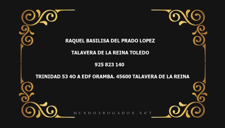 abogado Raquel Basilisa Del Prado Lopez en la localidad de Talavera de la Reina