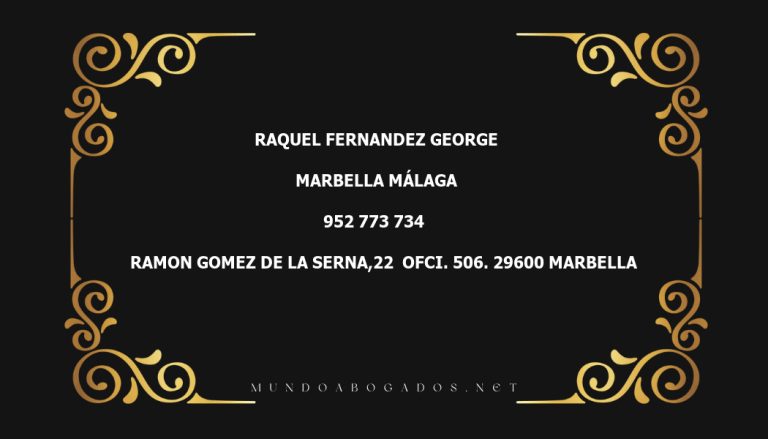 abogado Raquel Fernandez George en la localidad de Marbella