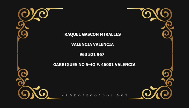 abogado Raquel Gascon Miralles en la localidad de Valencia