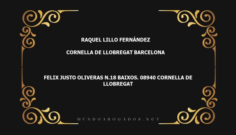 abogado Raquel Lillo Fernández en la localidad de Cornella de Llobregat