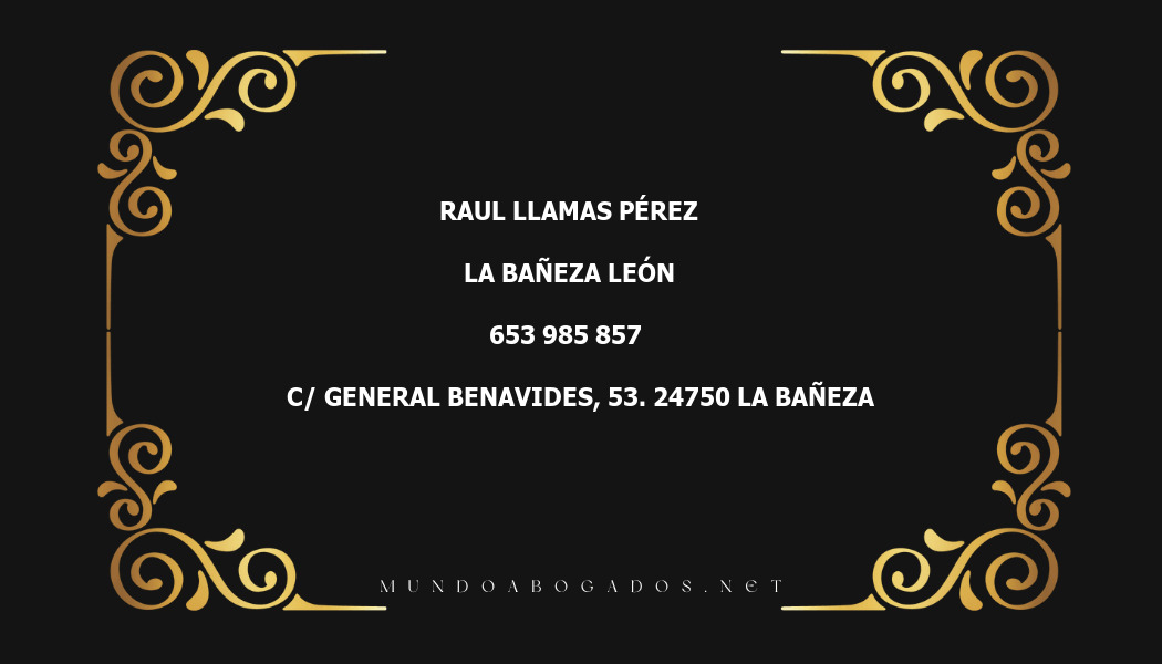 abogado Raul Llamas Pérez en la localidad de La Bañeza