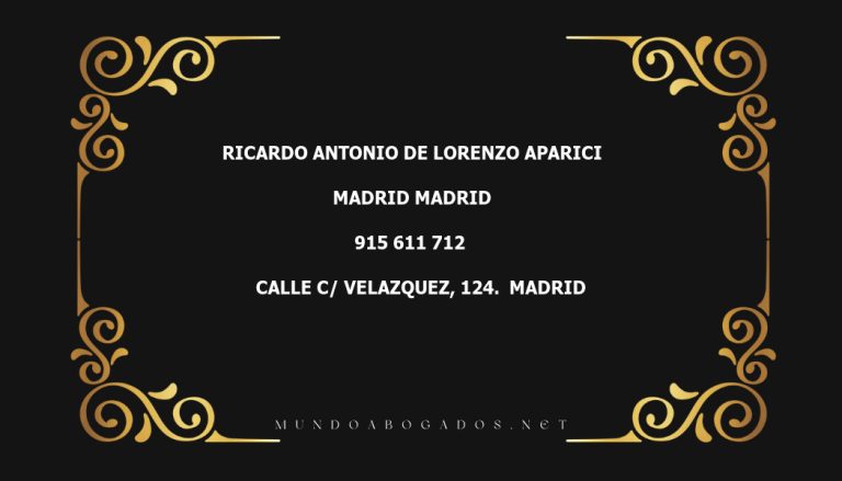 abogado Ricardo Antonio De Lorenzo Aparici en la localidad de Madrid