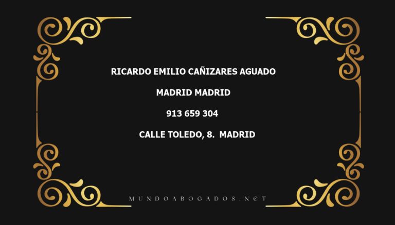 abogado Ricardo Emilio Cañizares Aguado en la localidad de Madrid