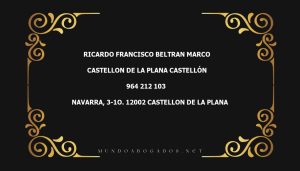 abogado Ricardo Francisco Beltran Marco en la localidad de Castellon de la Plana