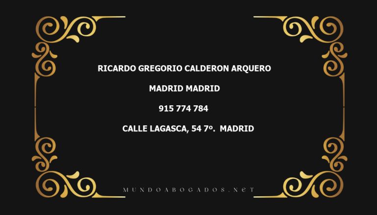 abogado Ricardo Gregorio Calderon Arquero en la localidad de Madrid