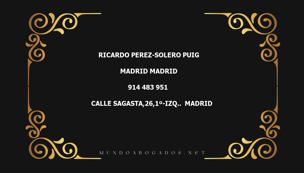 abogado Ricardo Perez-Solero Puig en la localidad de Madrid