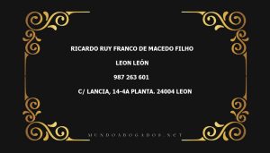 abogado Ricardo Ruy Franco De Macedo Filho en la localidad de Leon