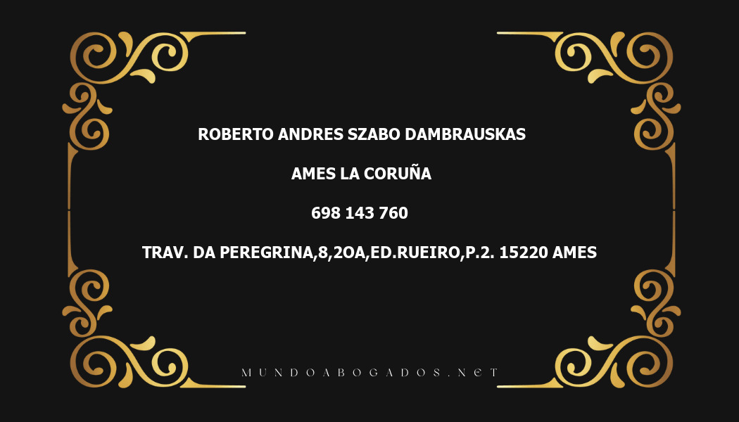 abogado Roberto Andres Szabo Dambrauskas en la localidad de Ames