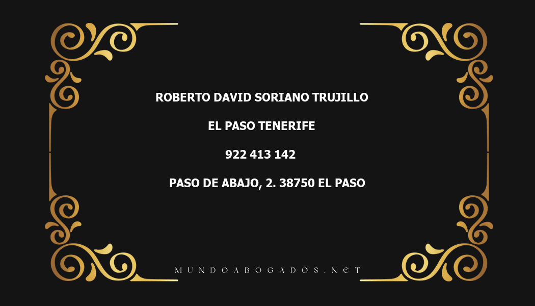 abogado Roberto David Soriano Trujillo en la localidad de El Paso