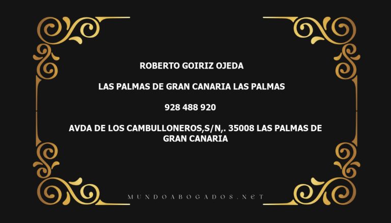 abogado Roberto Goiriz Ojeda en la localidad de Las Palmas de Gran Canaria