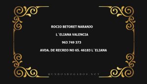 abogado Rocio Betoret Naranjo en la localidad de L´Eliana