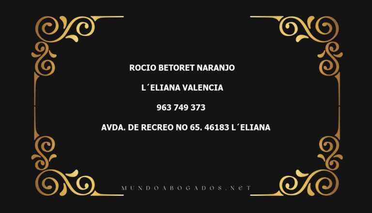 abogado Rocio Betoret Naranjo en la localidad de L´Eliana