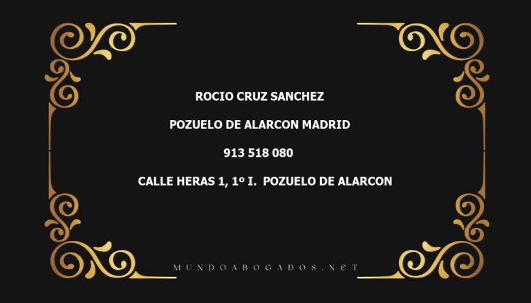 abogado Rocio Cruz Sanchez en la localidad de Pozuelo de Alarcon