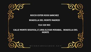 abogado Rocio Ester Rios Sanchez en la localidad de Boadilla del Monte