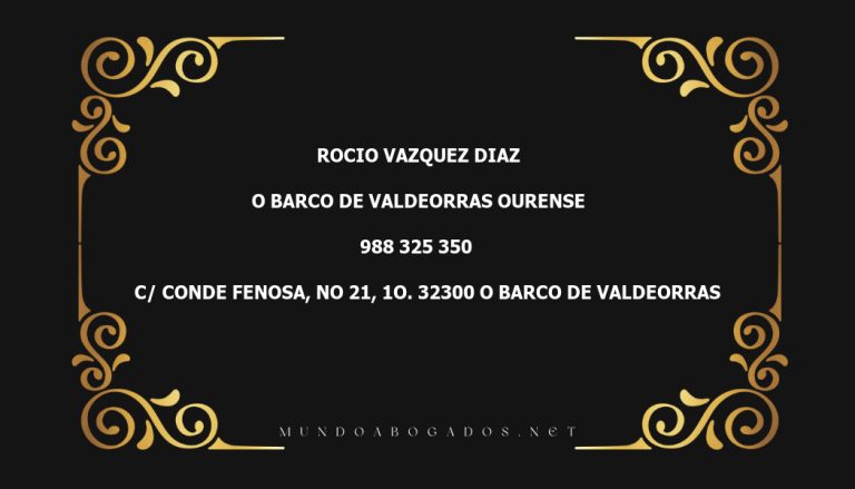 abogado Rocio Vazquez Diaz en la localidad de O Barco de Valdeorras