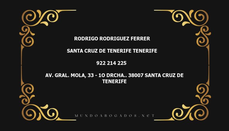 abogado Rodrigo Rodriguez Ferrer en la localidad de Santa Cruz de Tenerife