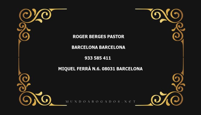 abogado Roger Berges Pastor en la localidad de Barcelona