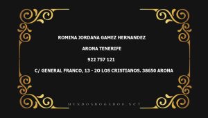 abogado Romina Jordana Gamez Hernandez en la localidad de Arona