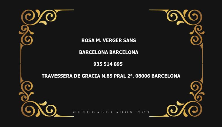 abogado Rosa M. Verger Sans en la localidad de Barcelona