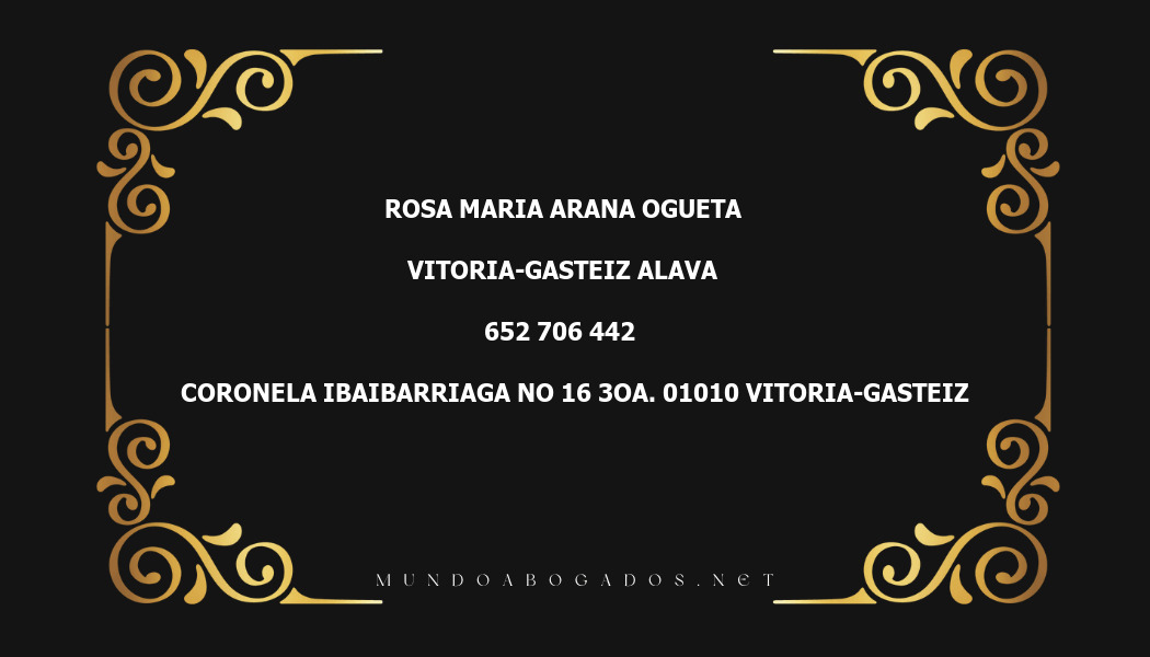 abogado Rosa Maria Arana Ogueta en la localidad de Vitoria-Gasteiz