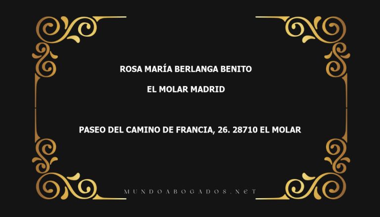 abogado Rosa María Berlanga Benito en la localidad de El Molar