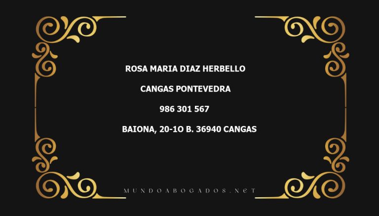 abogado Rosa Maria Diaz Herbello en la localidad de Cangas