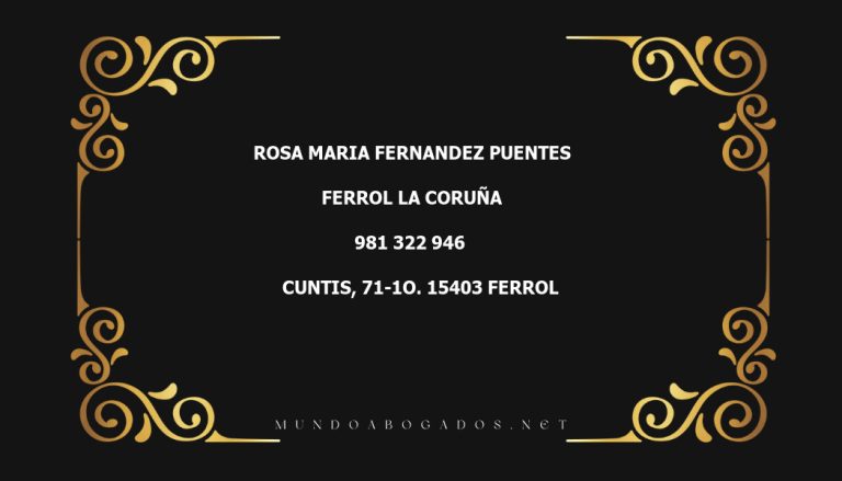 abogado Rosa Maria Fernandez Puentes en la localidad de Ferrol