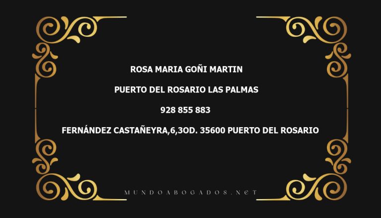 abogado Rosa Maria Goñi Martin en la localidad de Puerto del Rosario