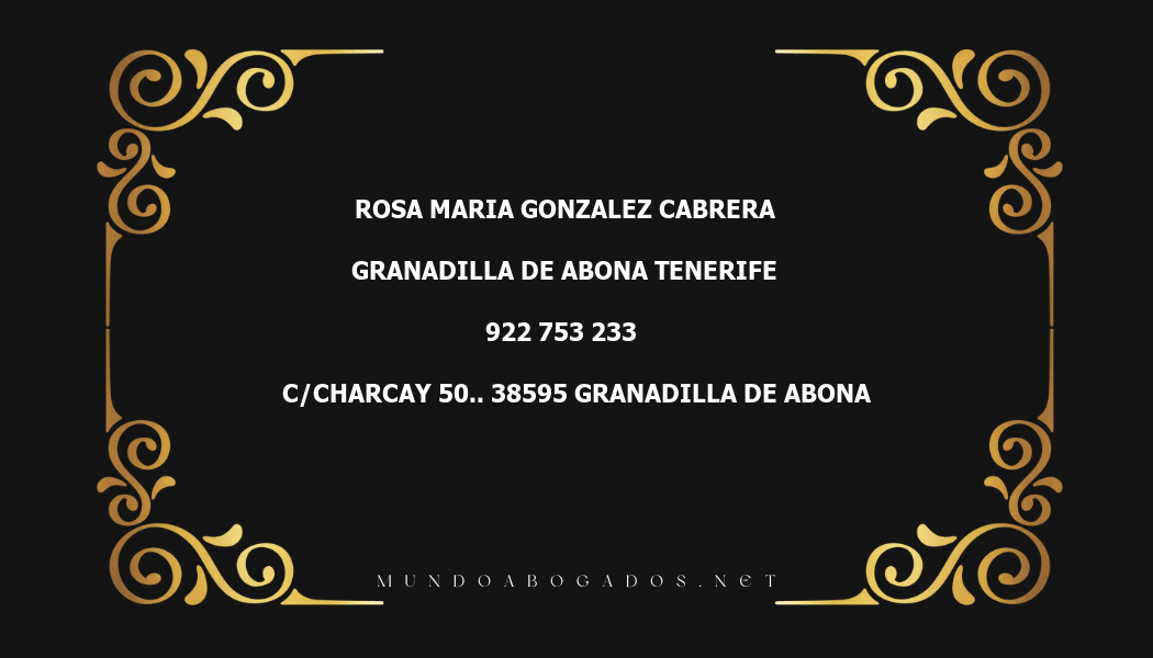 abogado Rosa Maria Gonzalez Cabrera en la localidad de Granadilla de Abona